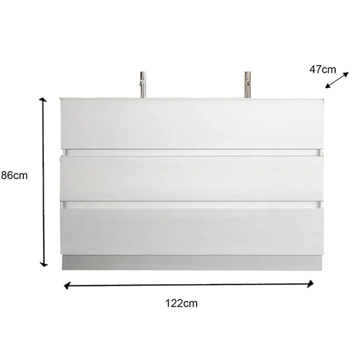 Garnero Arredamenti Mobile bagno a terra 120cm con doppio lavabo e specchio bianco lucido Moon Sale