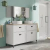 Garnero Arredamenti Mobile bagno a terra 120cm con doppio lavabo 2 ante 2 cassetti bianco rovere Ilias Clearance