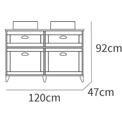 Garnero Arredamenti Mobile bagno a terra 120cm con doppio lavabo 2 ante 2 cassetti bianco rovere Ilias Clearance