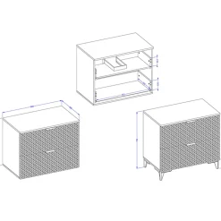 Garnero Arredamenti Mobile bagno a terra 81cm con colonna nero frontali decorati Konny Nero Lucido - Nero opaco Hot