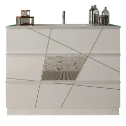 Garnero Arredamenti Mobile bagno a terra 80cm con lavabo 3 cassetti bianco lucido specchi Olimpo