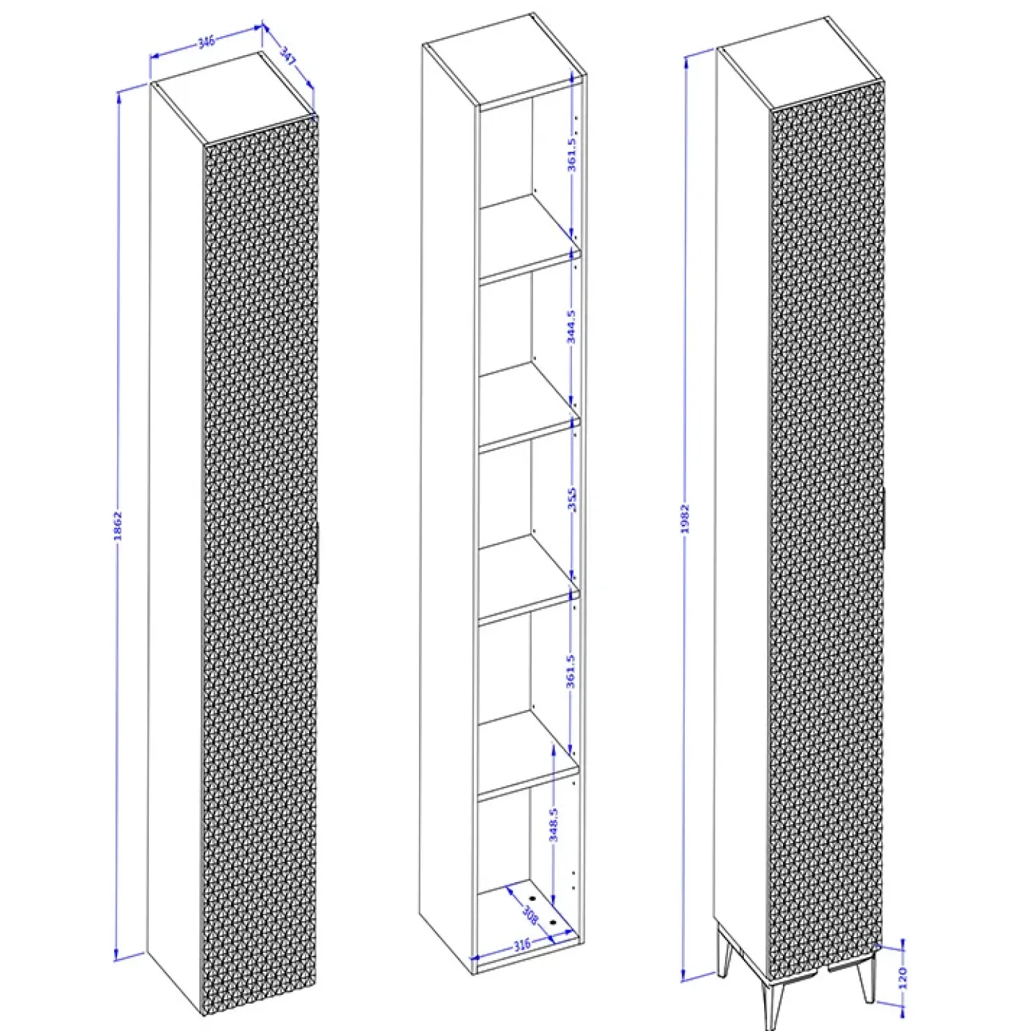 Garnero Arredamenti Mobile bagno a terra 61cm con colonna bianco frontali decorati Konny Bianco Lucido - Bianco opaco Hot