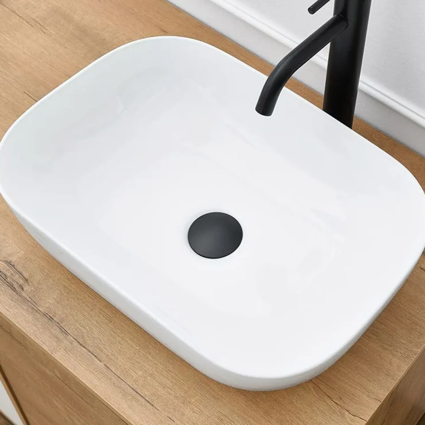 Garnero Arredamenti Mobile bagno a terra 100cm con lavabo e colonna 3 ante 1 cassetto bianco Jasmund Rovere Clearance