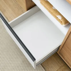 Garnero Arredamenti Mobile bagno a terra 100cm con lavabo e colonna 3 ante 1 cassetto bianco Jasmund Rovere Clearance