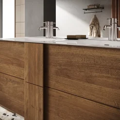 Garnero Arredamenti Mobile bagno a terra 120cm con doppio lavabo 3 cassetti rovere Alvarez Best