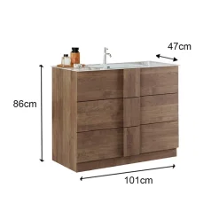 Garnero Arredamenti Mobile bagno a terra 100cm con lavabo 3 cassetti rovere Alvarez Clearance