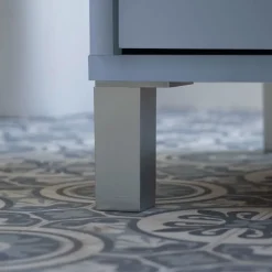 Garnero Arredamenti Mobile bagno a terra 82cm con lavabo e specchio 3 cassetti blu chiaro Shutter Azzurro Discount