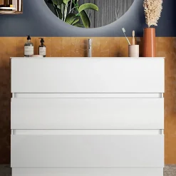Garnero Arredamenti Mobile bagno a terra 80cm con lavabo 3 cassetti bianco lucido Moon Sale