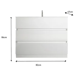 Garnero Arredamenti Mobile bagno a terra 80cm con lavabo 3 cassetti bianco lucido Moon Sale