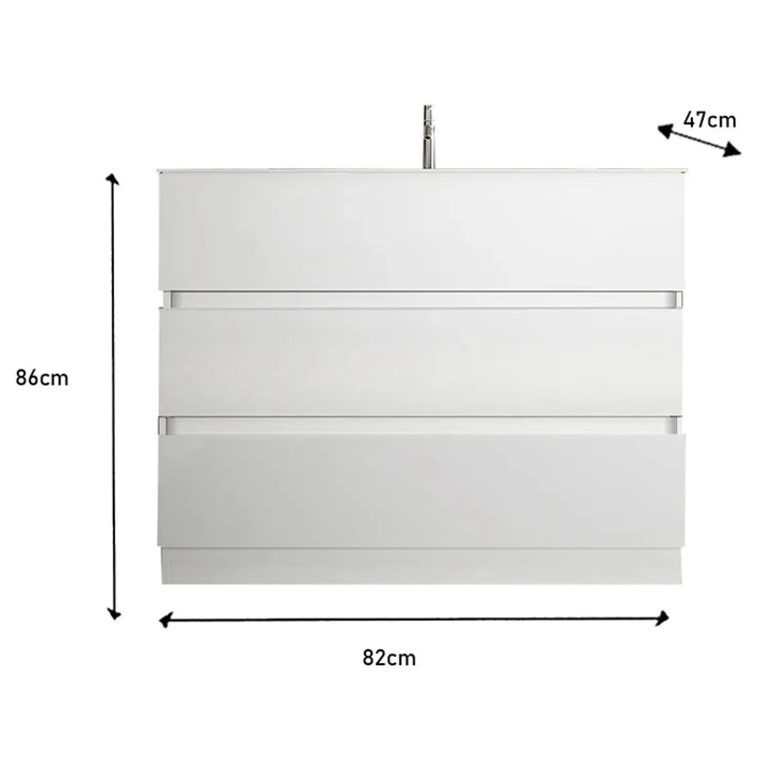 Garnero Arredamenti Mobile bagno a terra 80cm con lavabo 3 cassetti bianco lucido Moon Sale