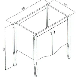 Garnero Arredamenti Mobile bagno classico 80cm con lavabo 2 ante bianco Brigit New