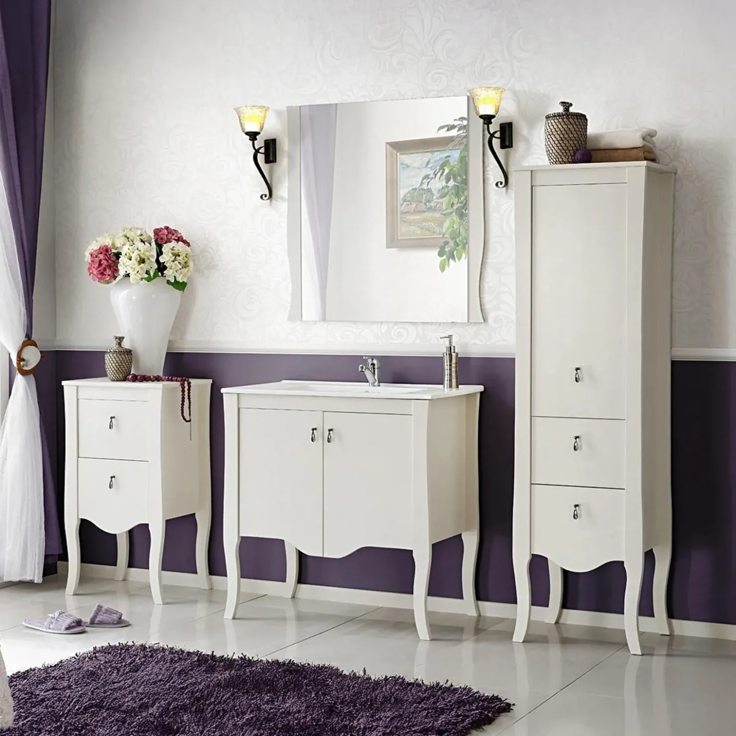 Garnero Arredamenti Mobile bagno classico 45cm 2 cassetti bianco Brigit Hot