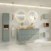 Garnero Arredamenti Mobile bagno sospeso cannettato 120cm verde salvia rovere Greeny Online