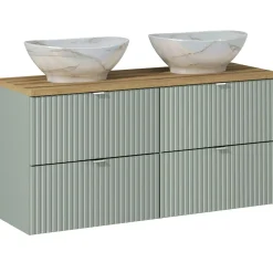 Garnero Arredamenti Mobile bagno sospeso cannettato 120cm verde salvia rovere Greeny Online