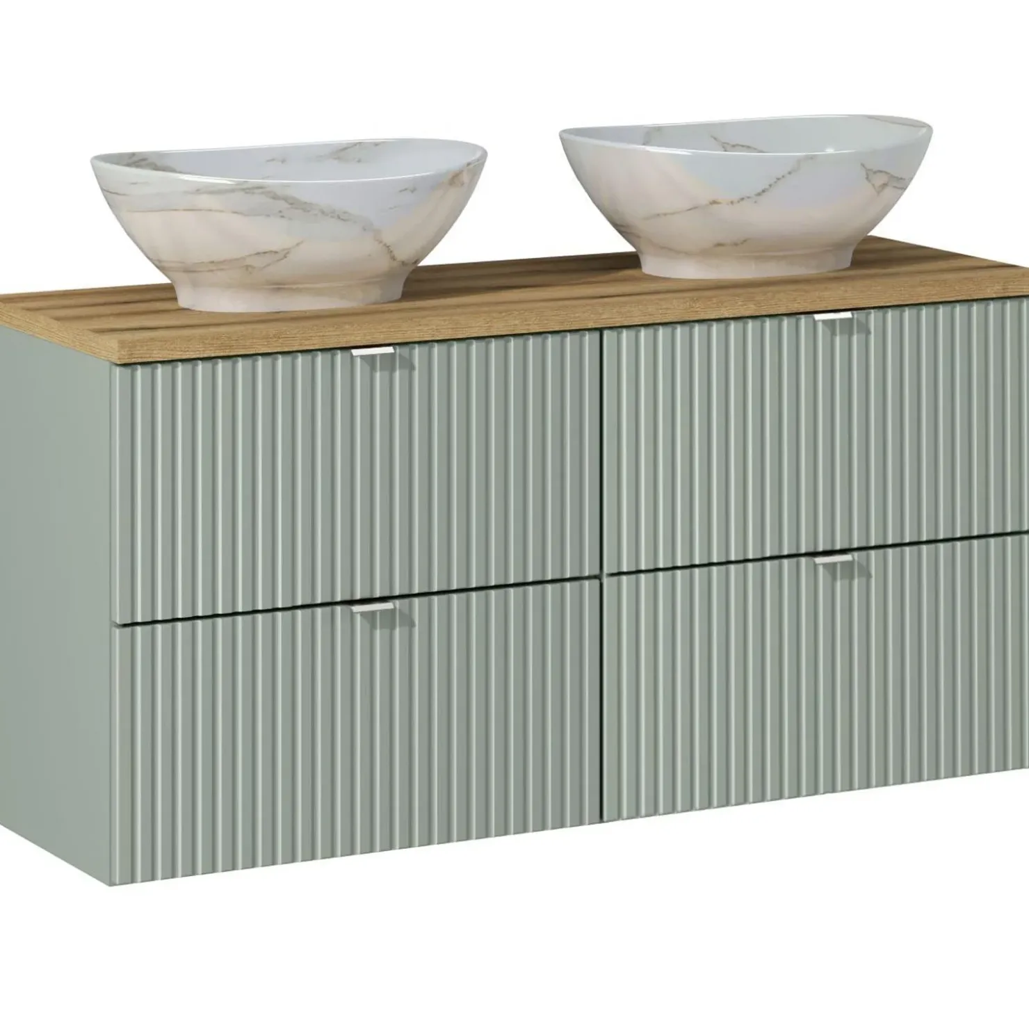 Garnero Arredamenti Mobile bagno sospeso cannettato 120cm verde salvia rovere Greeny Online