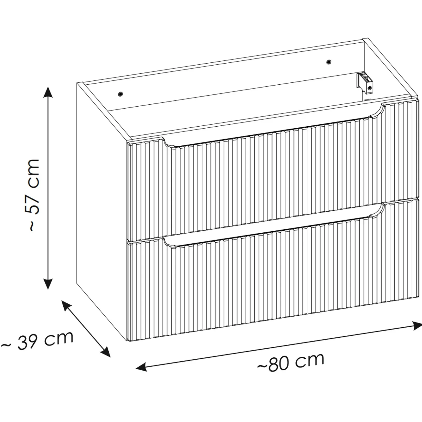 Garnero Arredamenti Mobile bagno sospeso cannettato 80cm con lavabo e colonna rovere Cleany Nero New