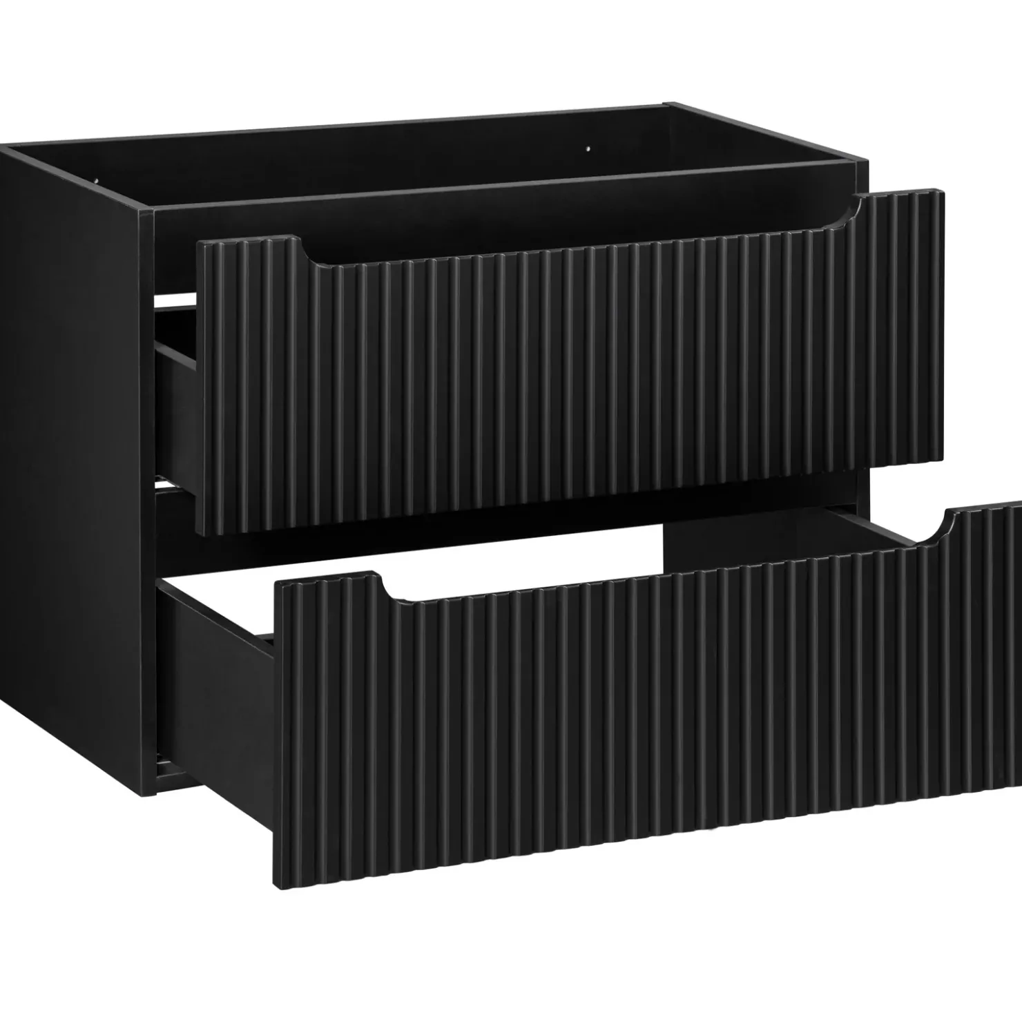 Garnero Arredamenti Mobile bagno sospeso cannettato 80cm con lavabo e colonna rovere Cleany Nero New