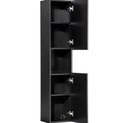 Garnero Arredamenti Mobile bagno sospeso cannettato 80cm con lavabo e colonna rovere Cleany Nero New