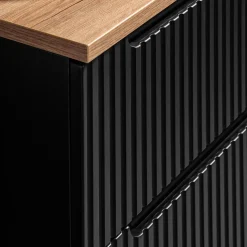 Garnero Arredamenti Mobile bagno sospeso cannettato 80cm con lavabo e colonna rovere Cleany Nero New