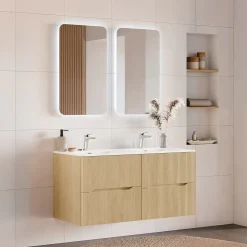 Garnero Arredamenti Mobile bagno sospeso cannettato 120cm con doppio lavabo rovere Pretty Best
