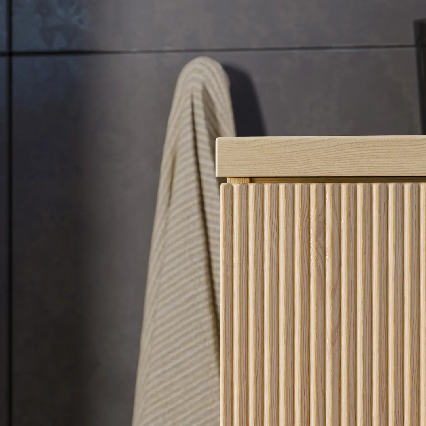 Garnero Arredamenti Mobile bagno sospeso cannettato 80cm con colonna rovere Pretty Sale