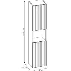 Garnero Arredamenti Mobile bagno sospeso cannettato 80cm con lavabo, colonna e 3 pensili bianco rovere Cleany