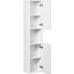 Garnero Arredamenti Mobile bagno sospeso cannettato 80cm con lavabo, colonna e 3 pensili bianco rovere Cleany