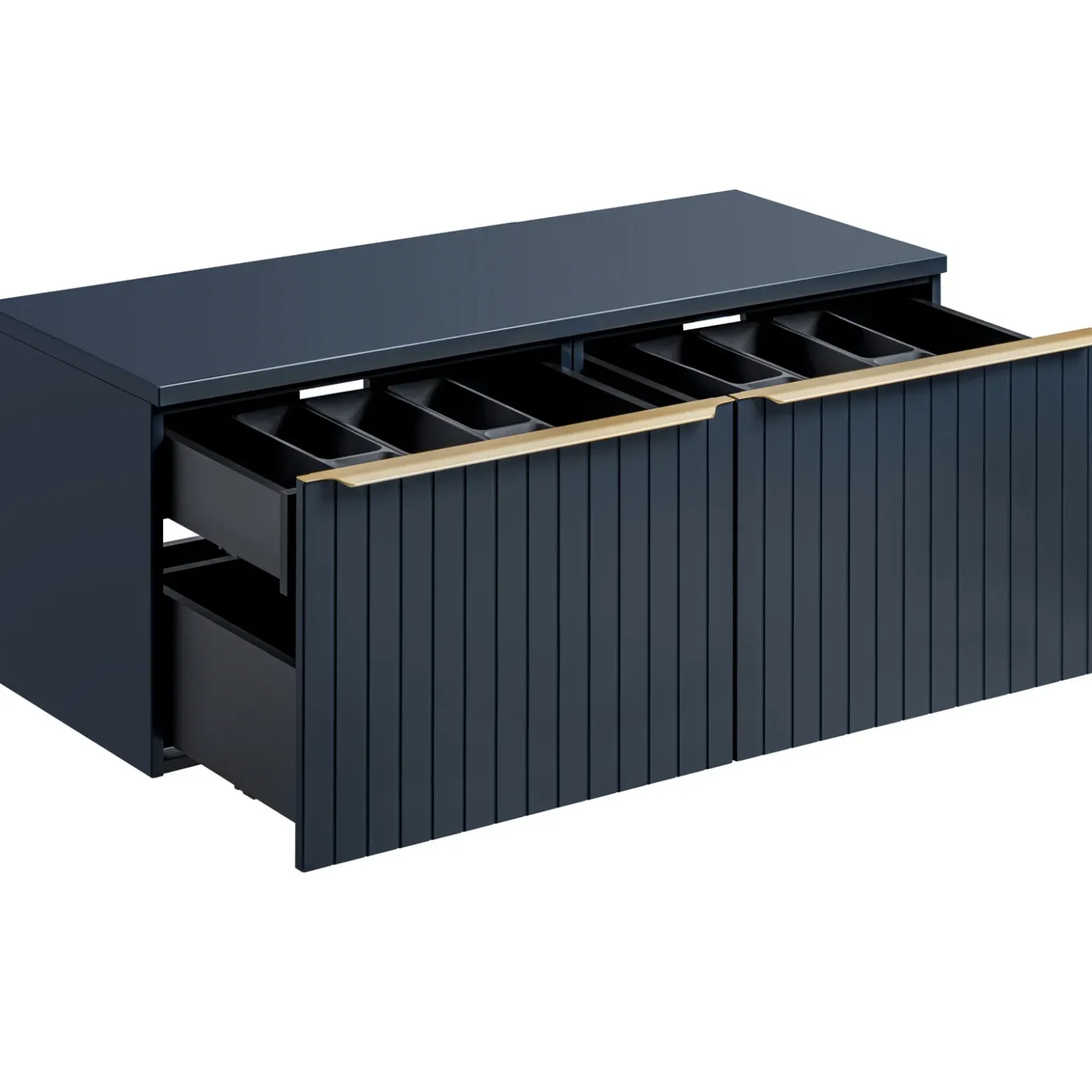 Garnero Arredamenti Mobile bagno sospeso 120cm 2 cassettoni e 2 cassetti attrezzati cannettato blu Deep Discount