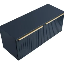 Garnero Arredamenti Mobile bagno sospeso 120cm 2 cassettoni e 2 cassetti attrezzati cannettato blu Deep Discount