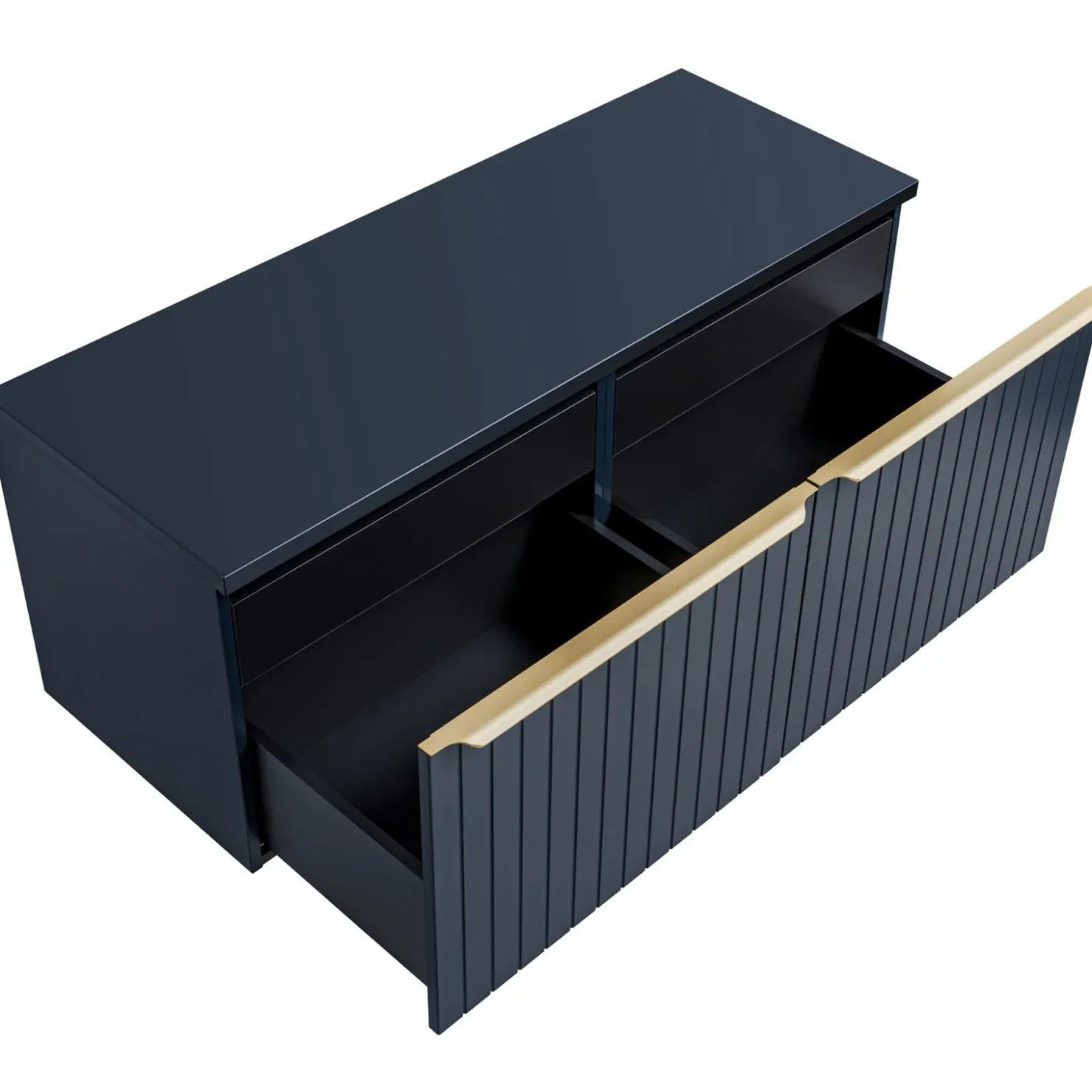 Garnero Arredamenti Mobile bagno sospeso 120cm 2 cassettoni e 2 cassetti attrezzati cannettato blu Deep Discount