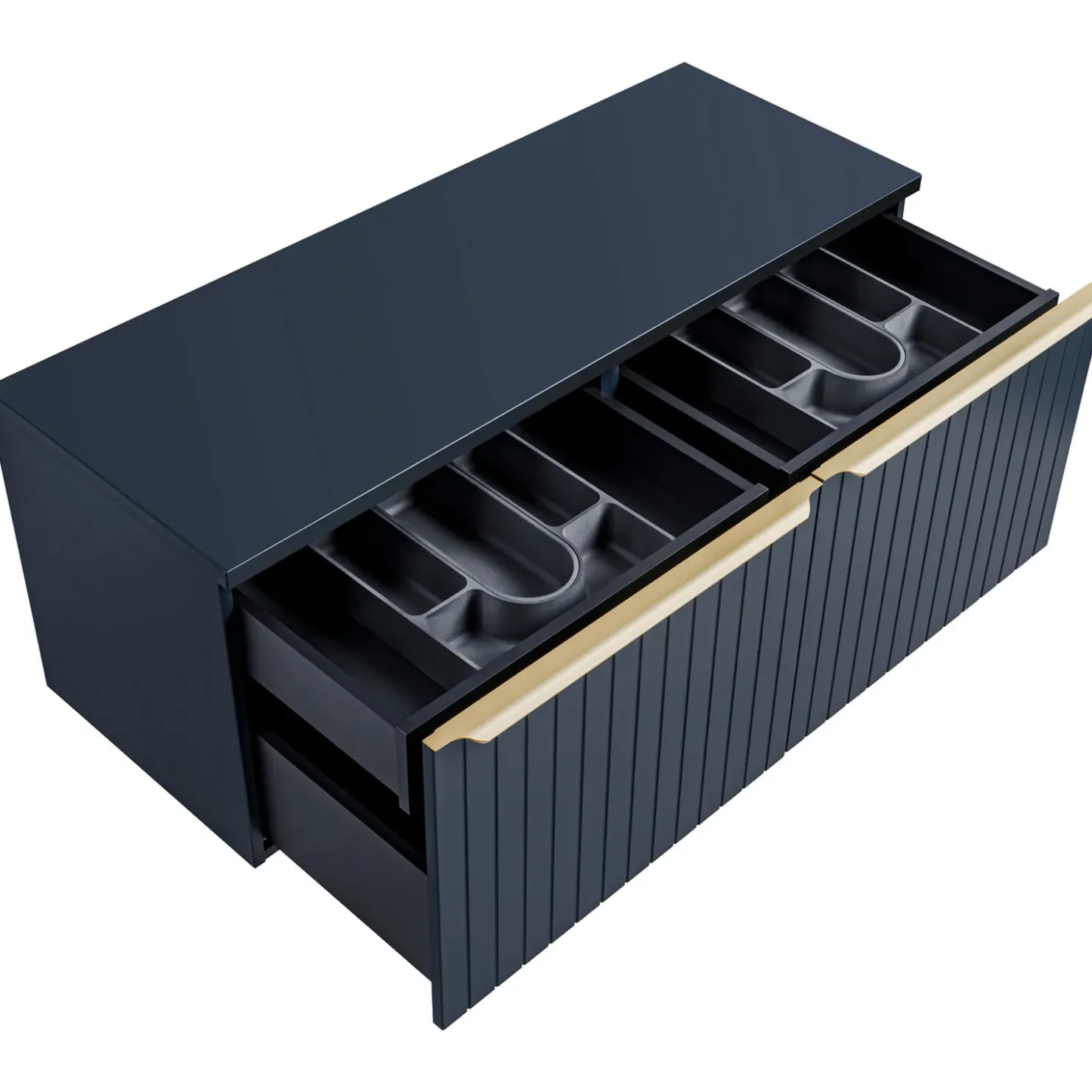 Garnero Arredamenti Mobile bagno sospeso 120cm 2 cassettoni e 2 cassetti attrezzati cannettato blu Deep Discount