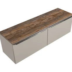 Garnero Arredamenti Mobile bagno sospeso 160cm 2 cassettoni e 2 cassetti attrezzati grigio quercia Serif Outlet