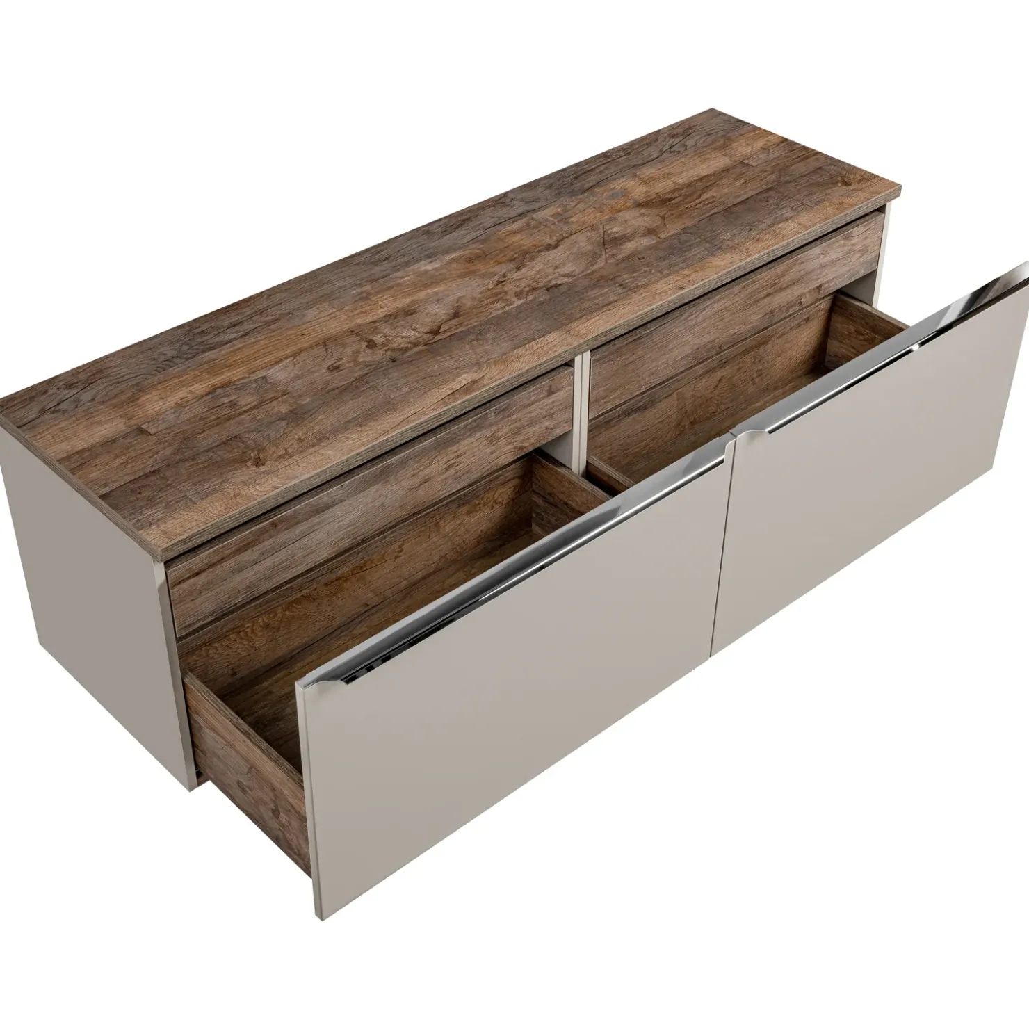 Garnero Arredamenti Mobile bagno sospeso 160cm 2 cassettoni e 2 cassetti attrezzati grigio quercia Serif Outlet