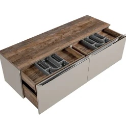 Garnero Arredamenti Mobile bagno sospeso 160cm 2 cassettoni e 2 cassetti attrezzati grigio quercia Serif Outlet