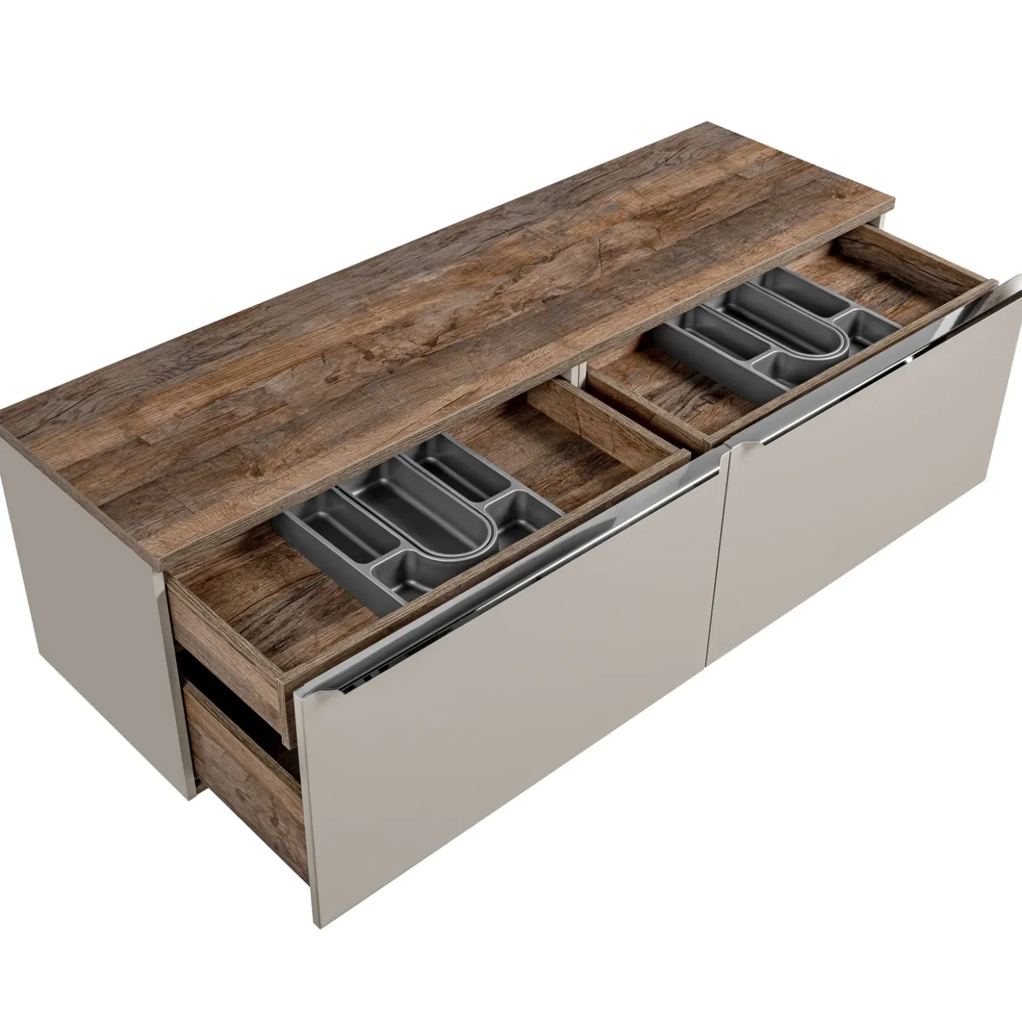 Garnero Arredamenti Mobile bagno sospeso 160cm 2 cassettoni e 2 cassetti attrezzati grigio quercia Serif Outlet