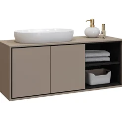 Garnero Arredamenti Mobile bagno sospeso 120cm 2 ante e 2 vani a giorno nero Linda Tortora Best