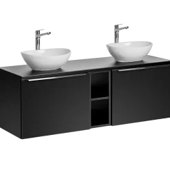 Garnero Arredamenti Mobile bagno sospeso 140cm 2 cassettoni e 2 cassetti attrezzati e 2 vani Serif Nero Best