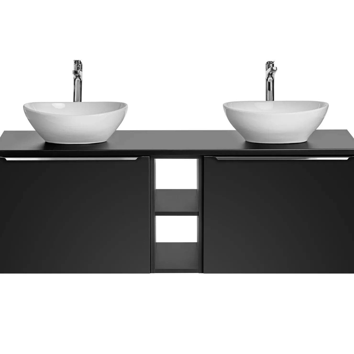 Garnero Arredamenti Mobile bagno sospeso 140cm 2 cassettoni e 2 cassetti attrezzati e 2 vani Serif Nero Best