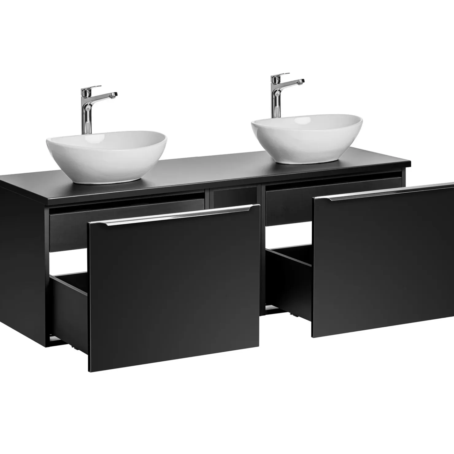 Garnero Arredamenti Mobile bagno sospeso 140cm 2 cassettoni e 2 cassetti attrezzati e 2 vani Serif Nero Best