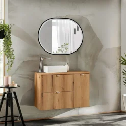 Garnero Arredamenti Mobile bagno sospeso 90cm 2 cassetti 1 anta Rovery Rovere Best