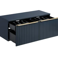 Garnero Arredamenti Mobile bagno sospeso 160cm 2 cassettoni e 2 cassetti attrezzati cannettato blu Deep Outlet