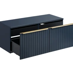 Garnero Arredamenti Mobile bagno sospeso 160cm 2 cassettoni e 2 cassetti attrezzati cannettato blu Deep Outlet