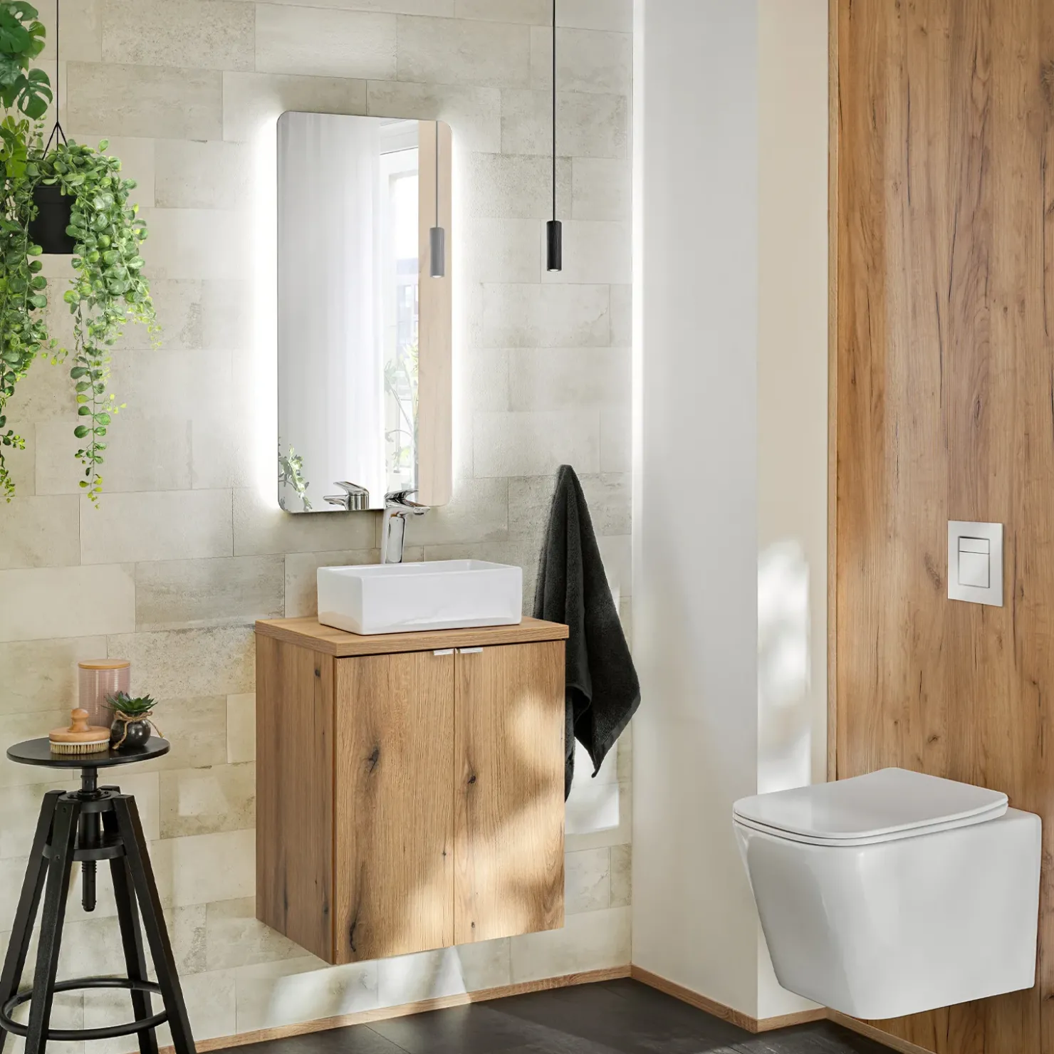 Garnero Arredamenti Mobile bagno sospeso 50cm 2 ante Rovery Rovere