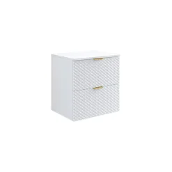 Garnero Arredamenti Mobile bagno sospeso 61cm 2 cassetti bianco frontali decorati Konny Bianco Lucido - Bianco opaco Online