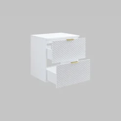 Garnero Arredamenti Mobile bagno sospeso 61cm 2 cassetti bianco frontali decorati Konny Bianco Lucido - Bianco opaco Online