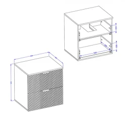 Garnero Arredamenti Mobile bagno sospeso 61cm 2 cassetti bianco frontali decorati Konny Bianco Lucido - Bianco opaco Online