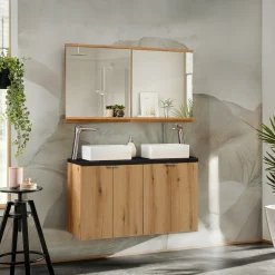 Garnero Arredamenti Mobile bagno sospeso 100cm 4 ante rovere nero Rovery Rovere - Nero Hot