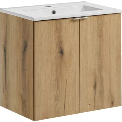 Garnero Arredamenti Mobile bagno sospeso 60cm 2 ante con lavabo rovere Rovery New