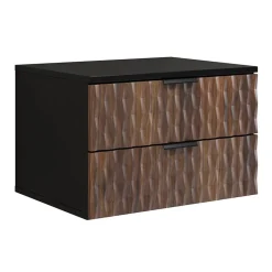 Garnero Arredamenti Mobile bagno sospeso 64cm 2 cassetti nero frontali noce decorati Silvy Sale