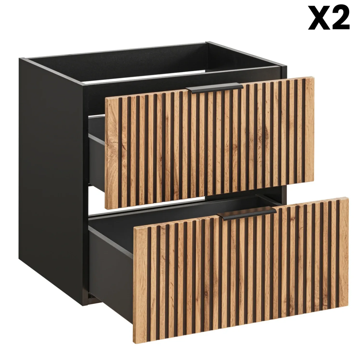 Garnero Arredamenti Mobile bagno sospeso 120cm 4 cassetti cannettato quercia antracite Limpid Sale